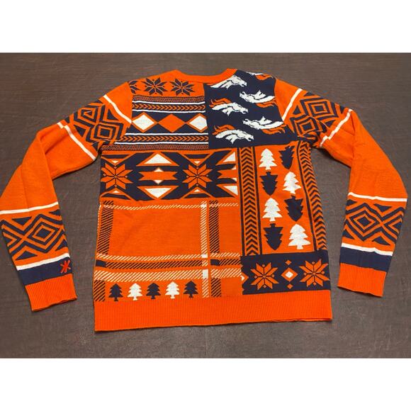 NFL Team Apparel Denver Broncos Ugly Christmas Sweater Men's Small Winter Fall - Picture 2 of 8